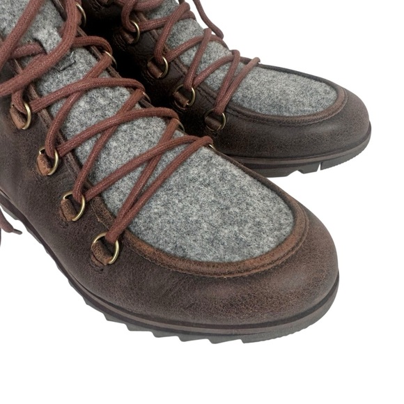 Sorel Harlow Cozy Shearling Ankle Hiker Boots Bootie Leather Wool Lace Up Size 9 - Picture 9 of 13
